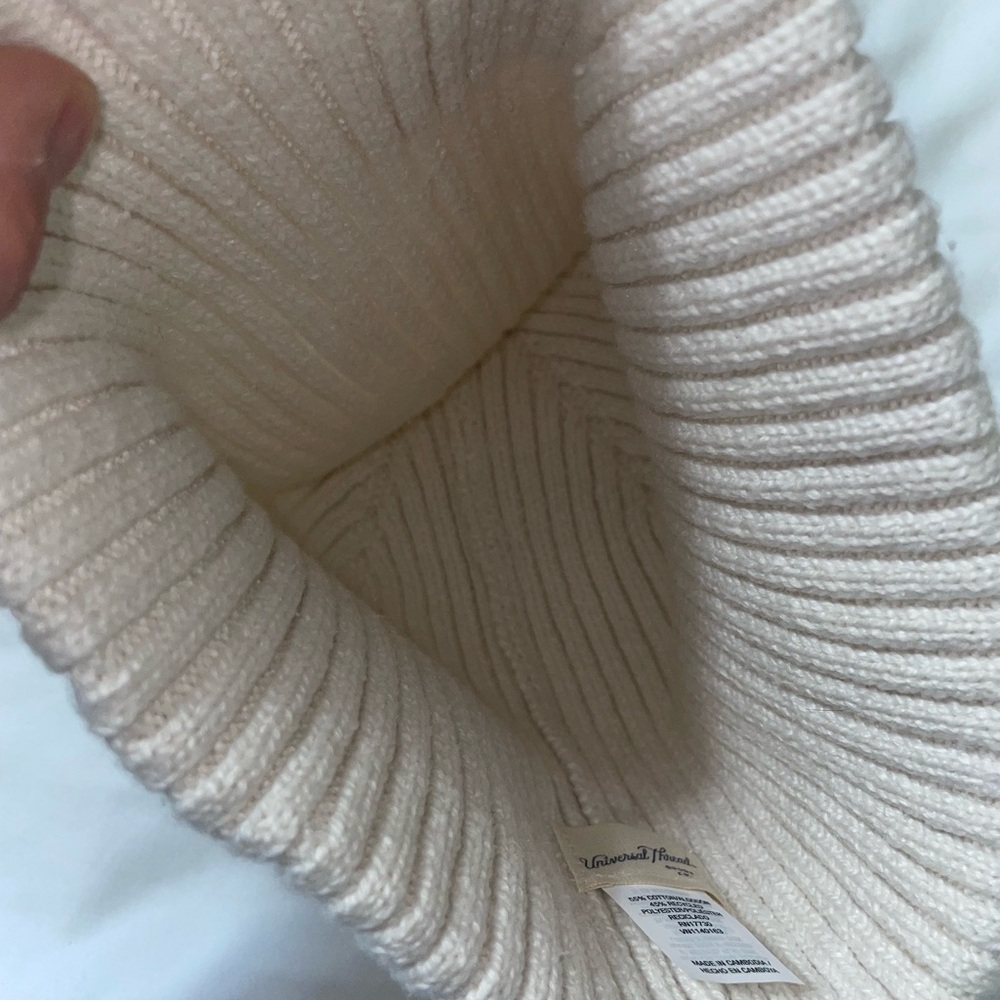 Universal Thread Cream Ribbed Knit Beanie - Picture 4 of 4